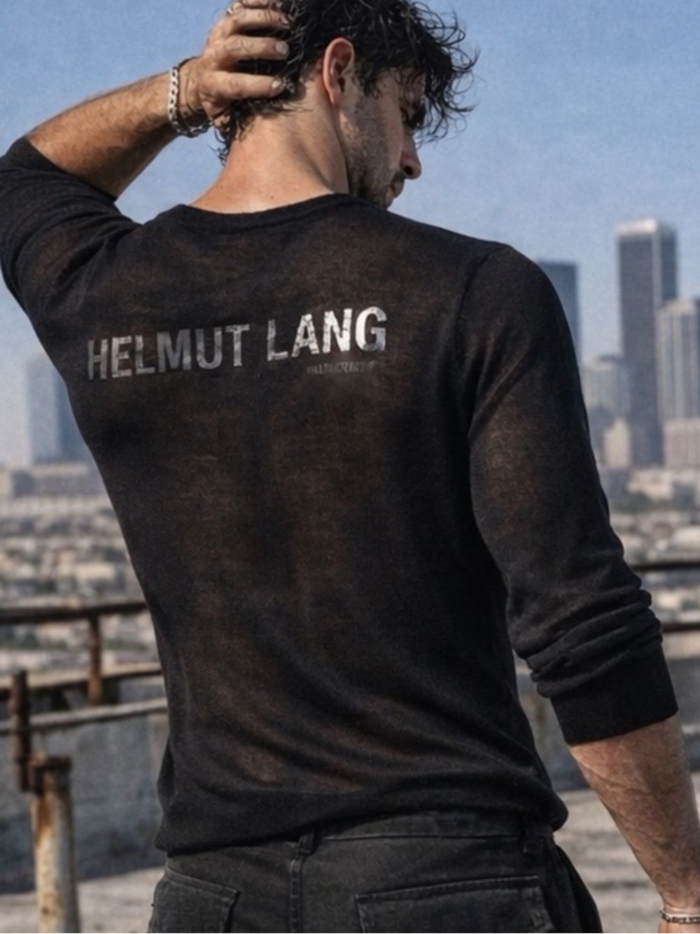 Helmut Lang Silk/Wool Fine Knit Sweater Black Size S – Minimal Logo